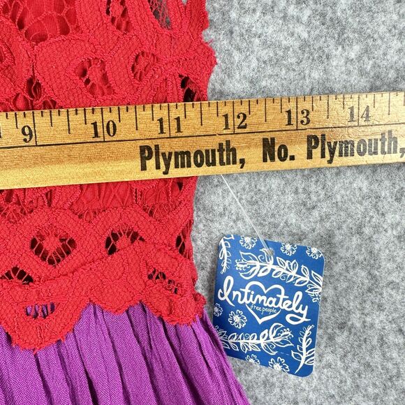 Free People Adella Lace Slip Dress Womens XS Lipstick Combo Purple Red Boho NEW - Picture 8 of 13